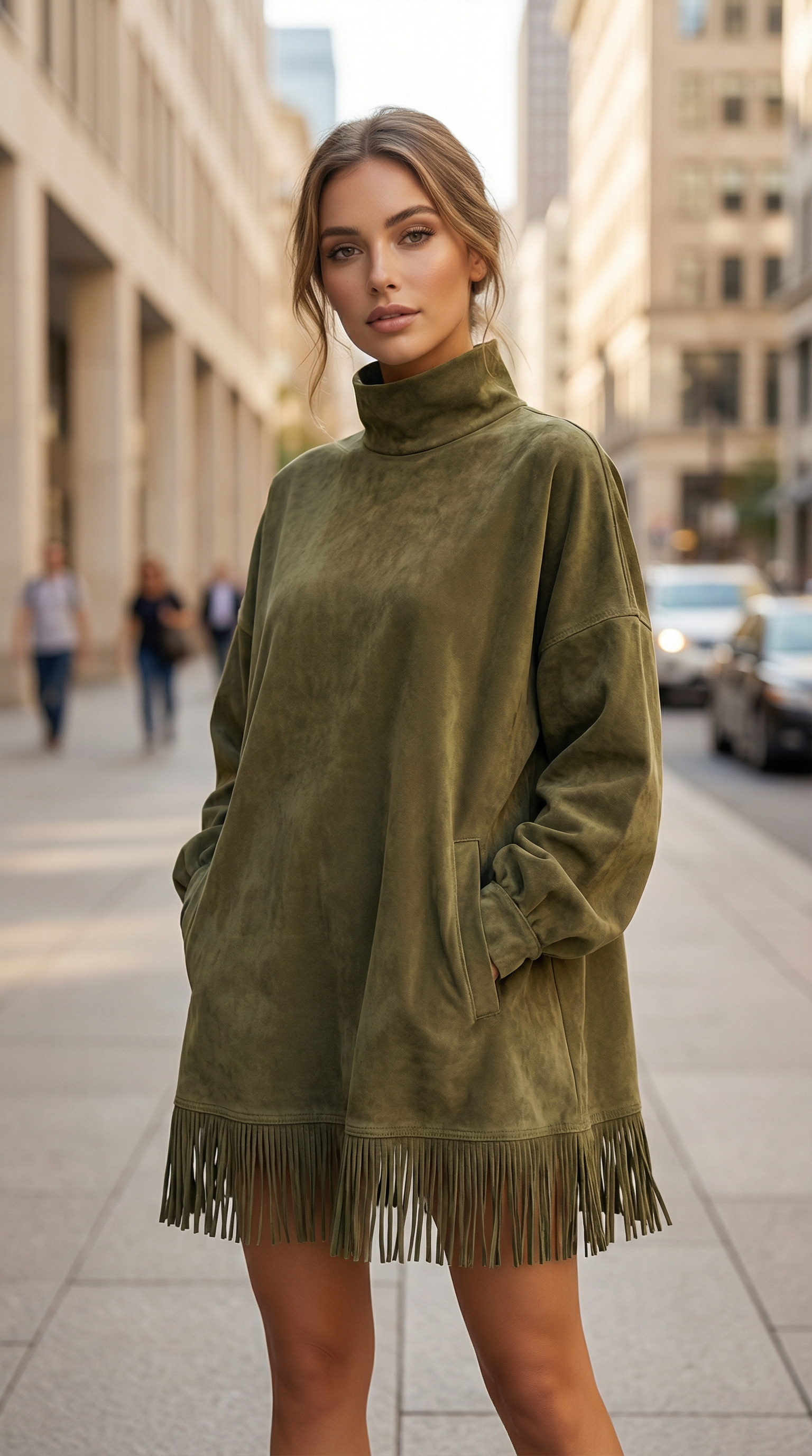 Faux Suede Turtleneck