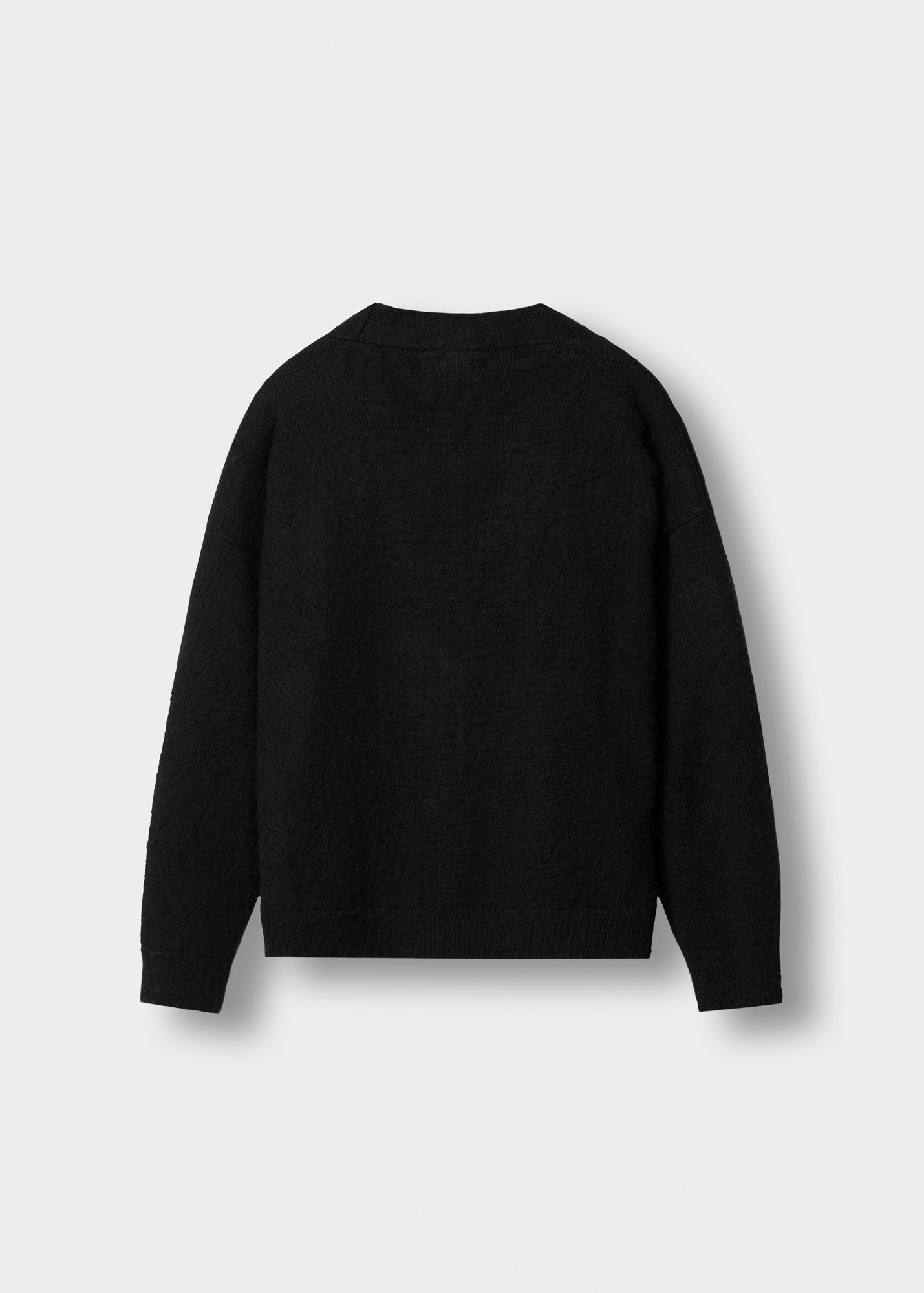 Fuzzy V-Neck Jacquard Cardigan