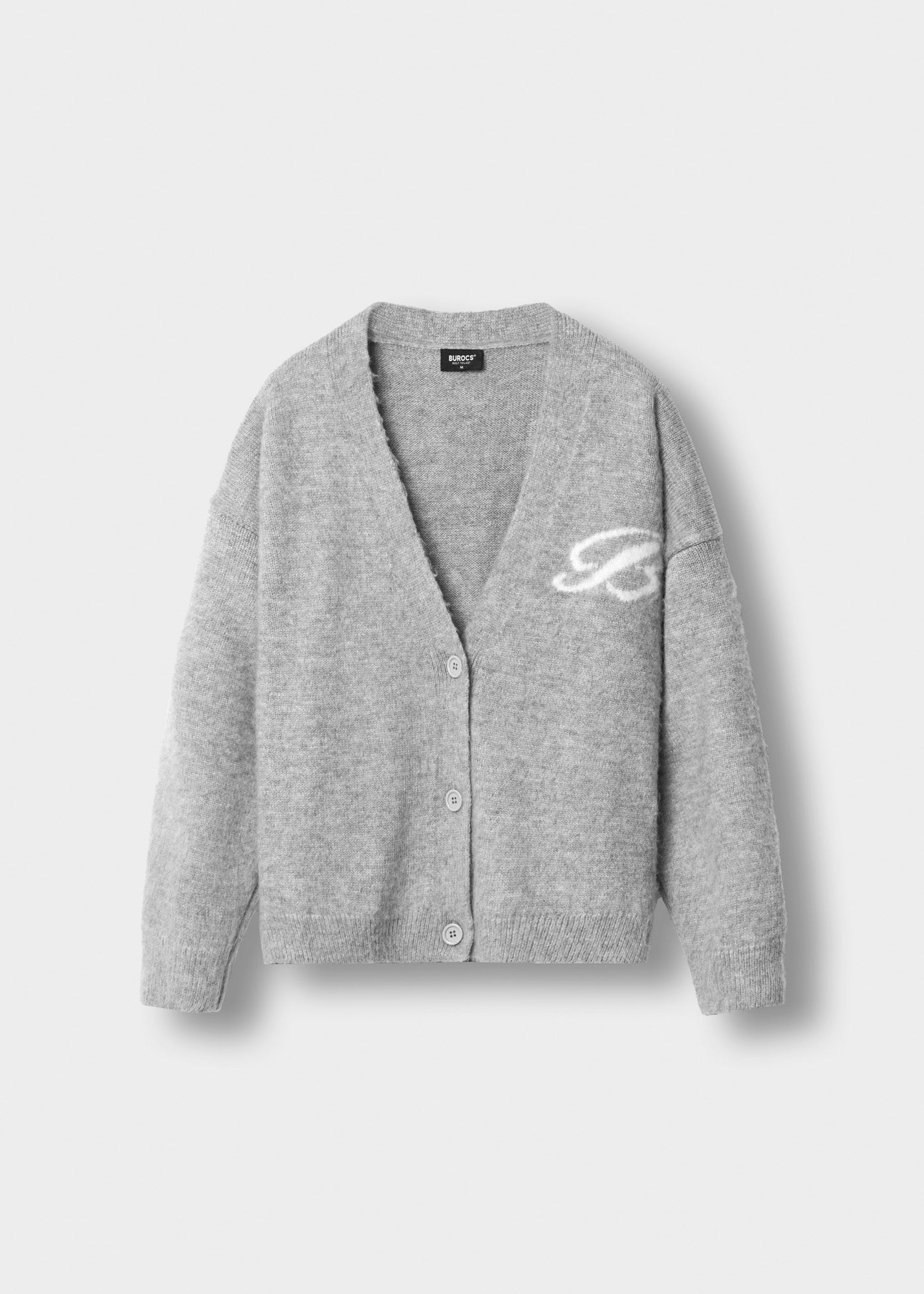 Fuzzy V-Neck Jacquard Cardigan