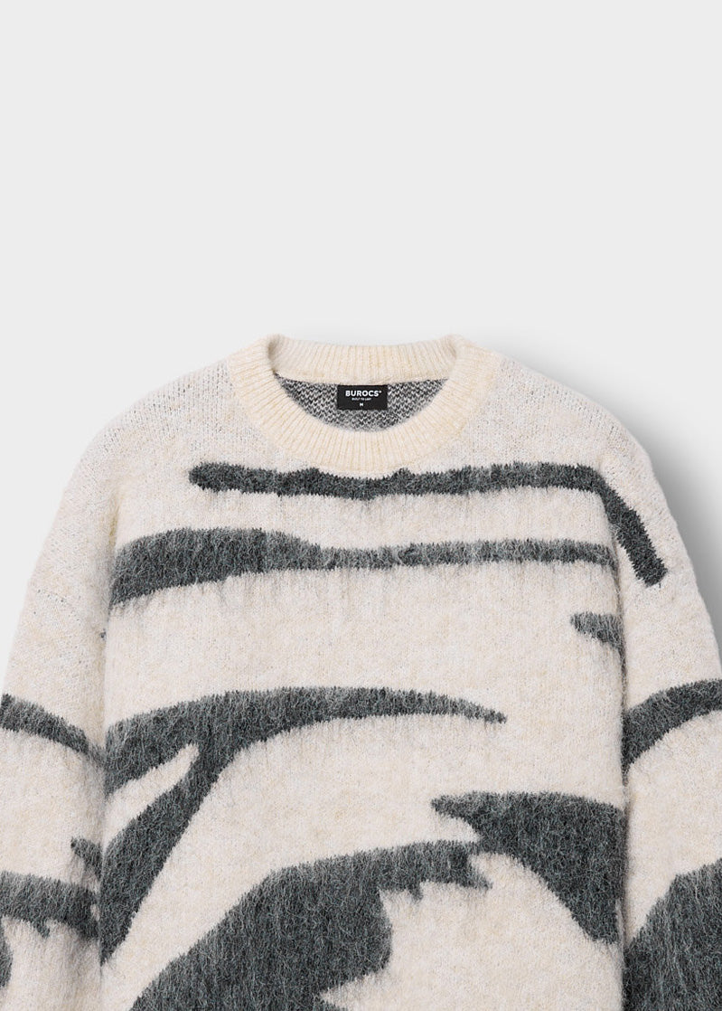 Hairy Monochrome Knit Sweater