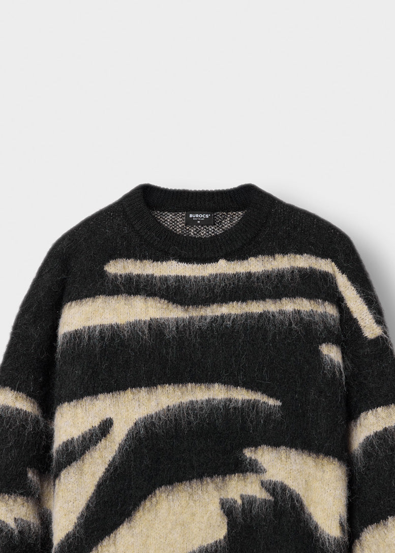 Hairy Monochrome Knit Sweater