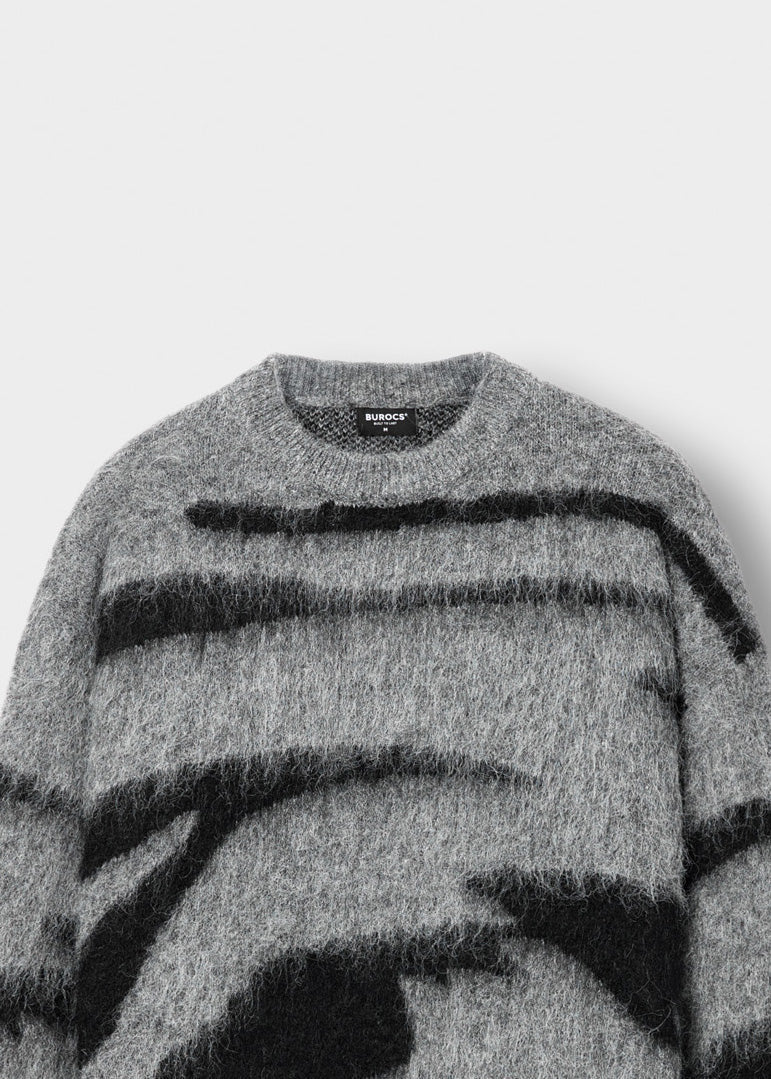 Hairy Monochrome Knit Sweater