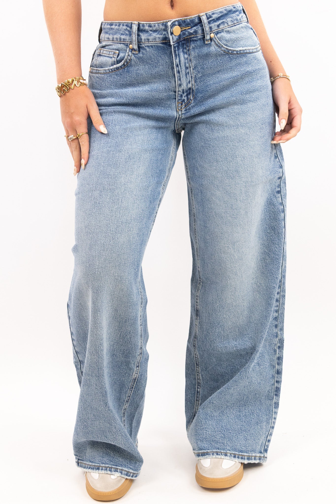 Baggy Fit Wide Jeans - Stretch
